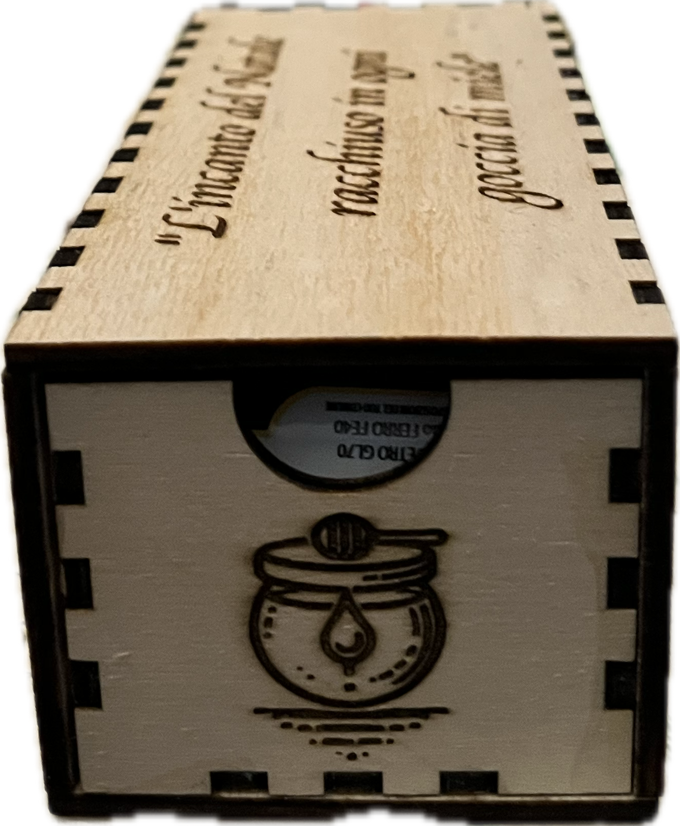 Confezione regalo legno scorrevole personalizzata 3 miele a scelta 42gr - immagine 3