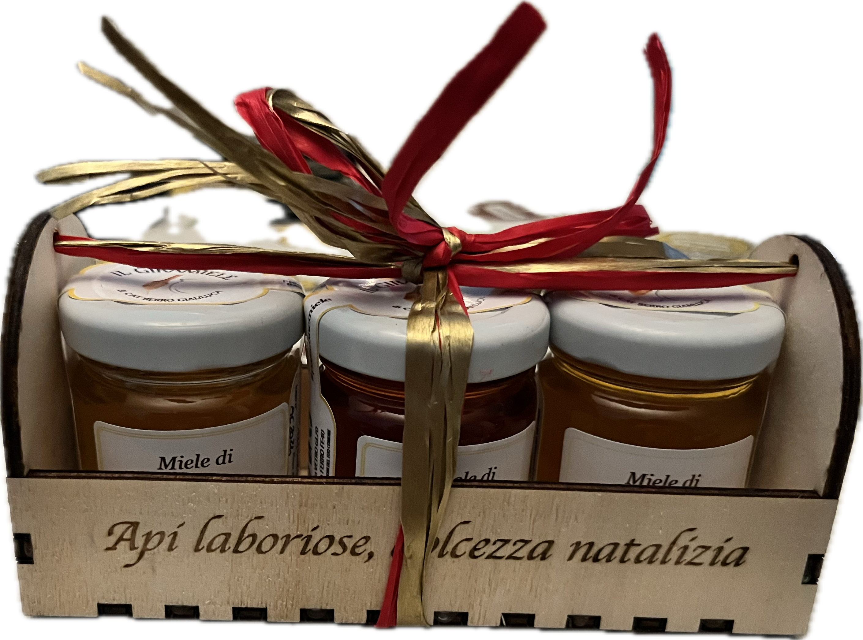 ⭐ Confezione regalo in legno – 3 mieli da 42 g a scelta
